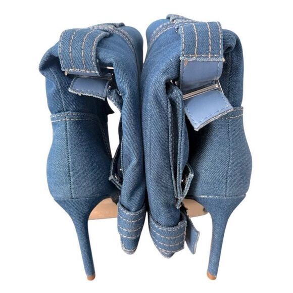 Rouge! Blue Denim Heeled Boots with Stiletto Heel Women’s Size 8.5 - Picture 4 of 14